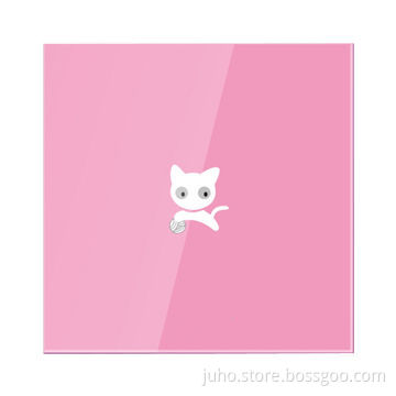 New Crystal Touchscreen Switch Faceplates, 1 Gang Pink Cat Glass